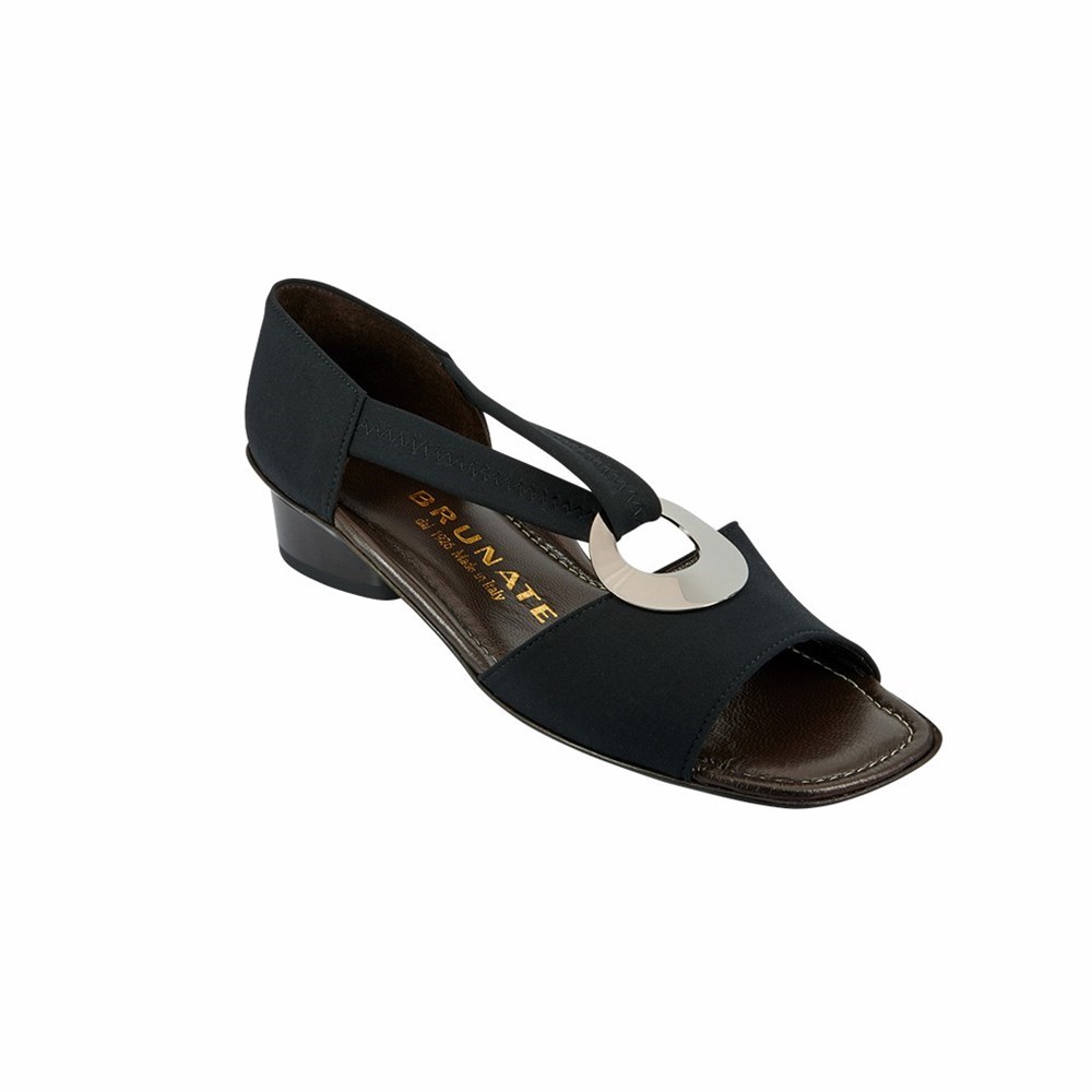 Noir Femme Chaussures Plates Brunate Iconic Sandal With Ring | BFJ-00618212