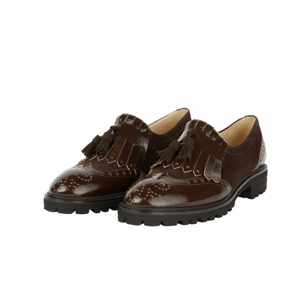 Marron Femme Chaussures Plates Brunate Golf Style Chaussons | DFP-68840763