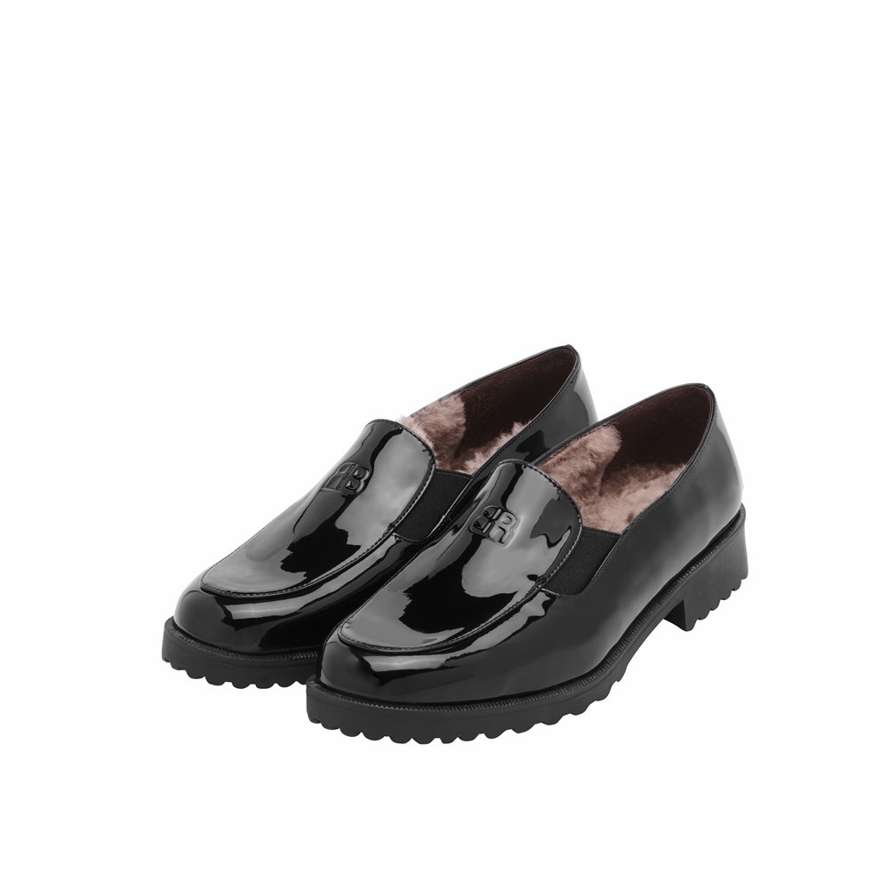 Noir Femme Chaussures Plates Brunate Doublée Loafer | KBB-37389609