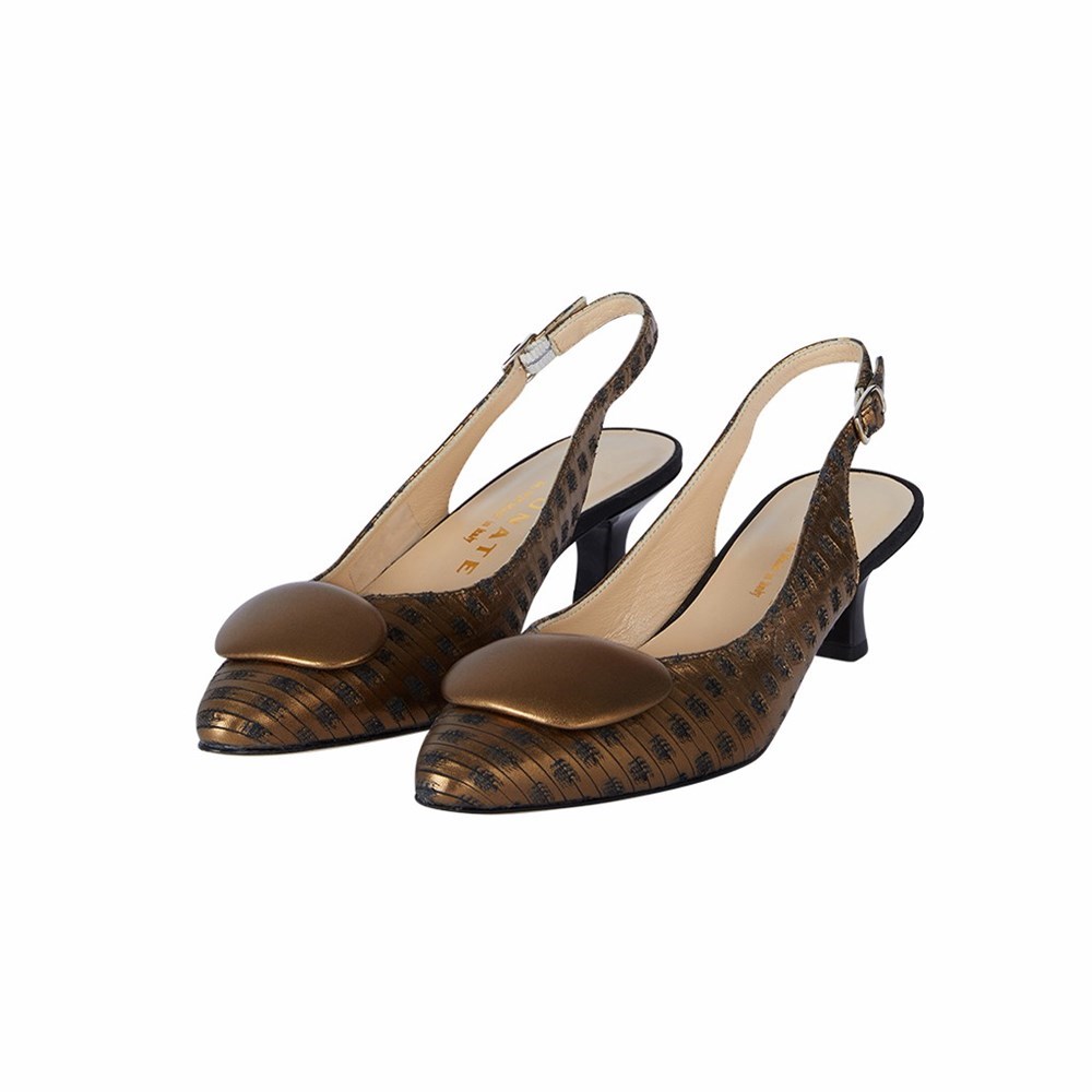 Doré Femme Escarpins Brunate Slingback With Button Accessory | IKU-61231102