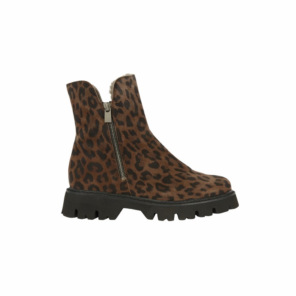 Leopard Femme Bottines Brunate Lambskin Doublée | RVS-11477280