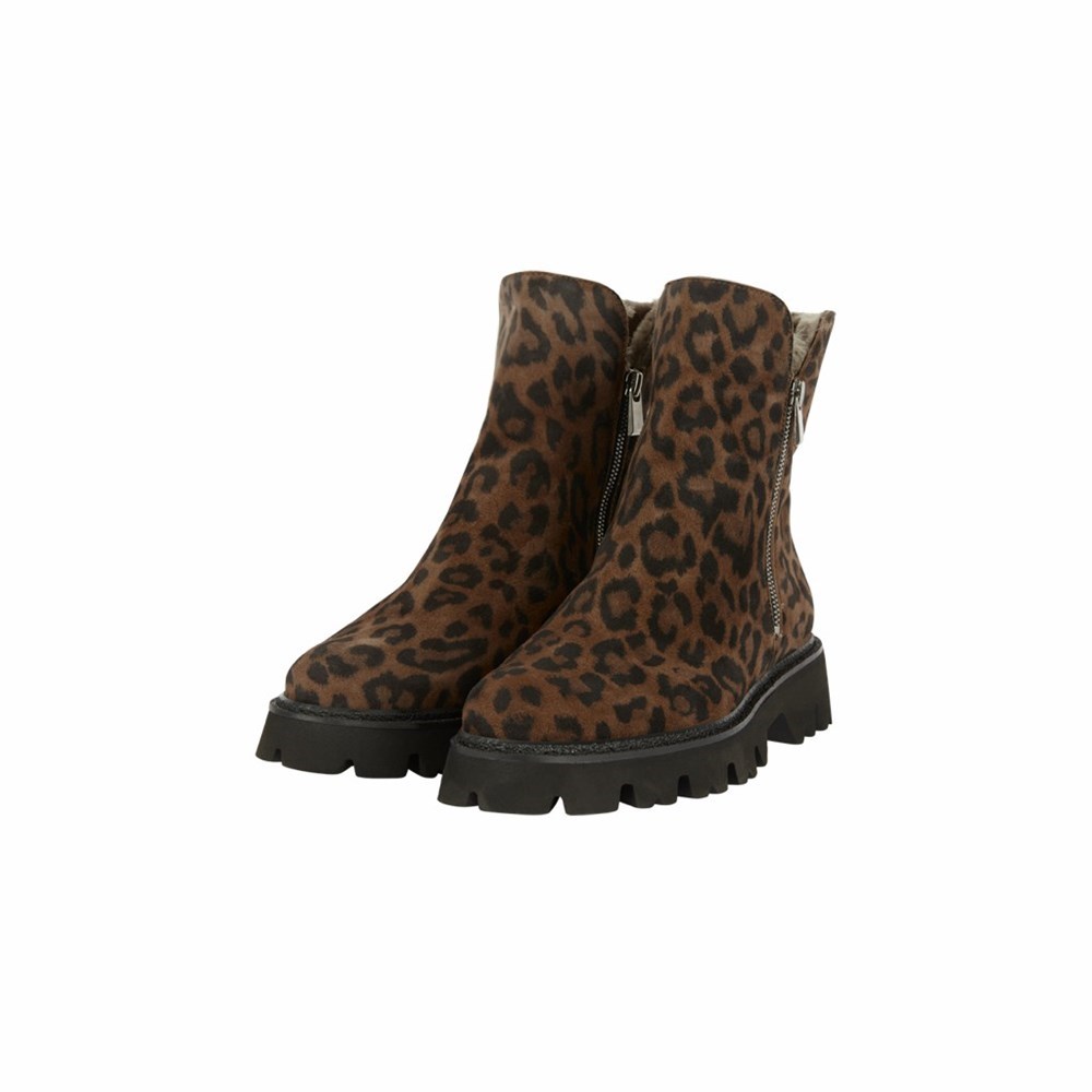 Leopard Femme Bottines Brunate Lambskin Doublée | RVS-11477280