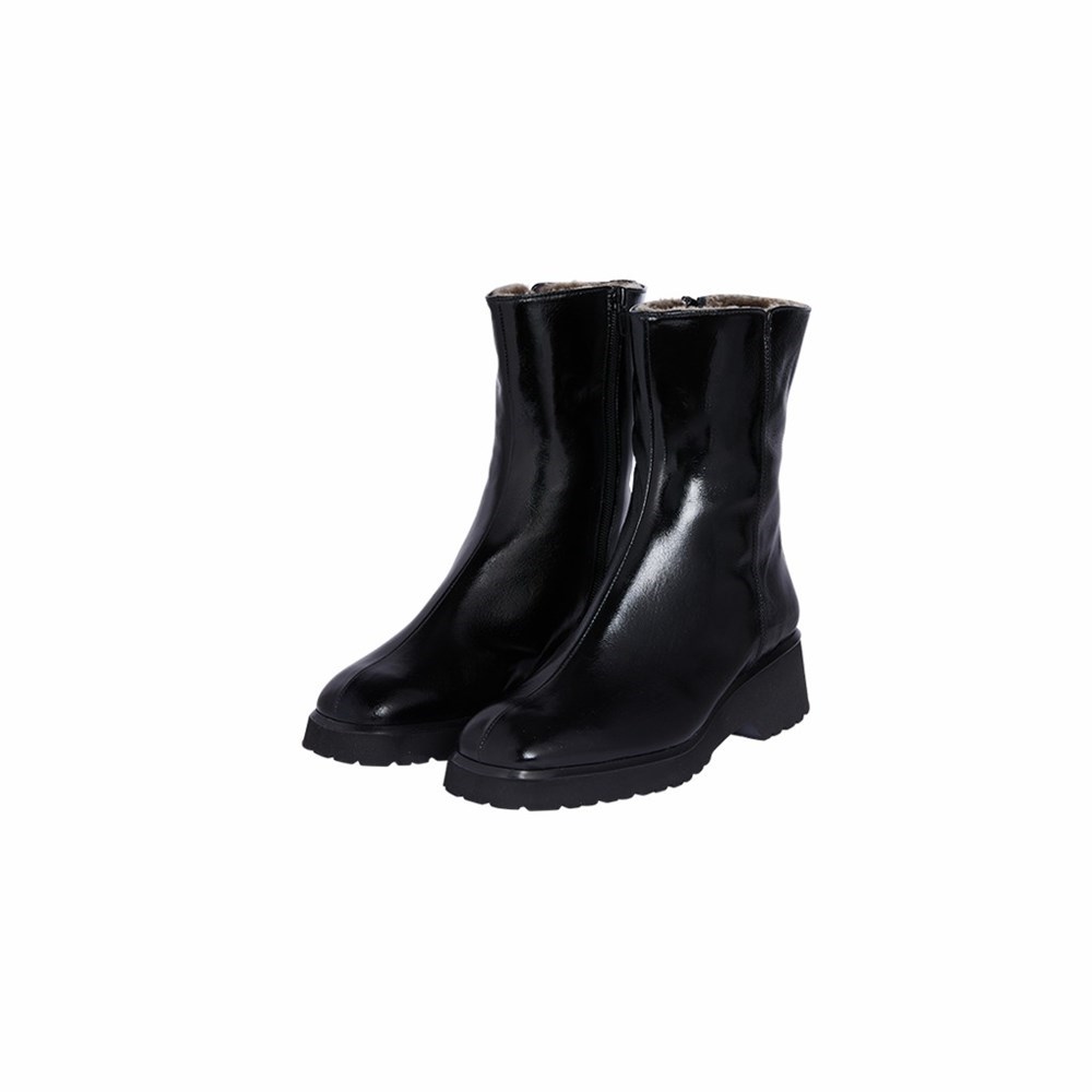 Noir Femme Bottines Brunate Lambskin Doublée Vernis Bootie | LLC-72564409